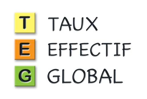 TEG initials in colored 3d cubes with meaning in french language Stock Illustration