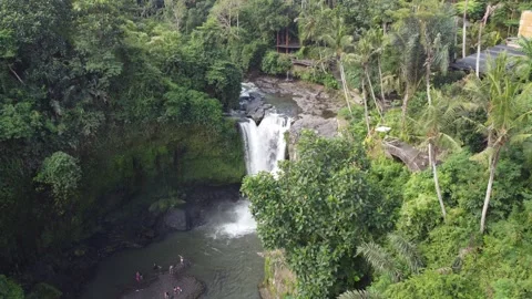 Tegenungan waterfall orbit Stock Footage 329892979