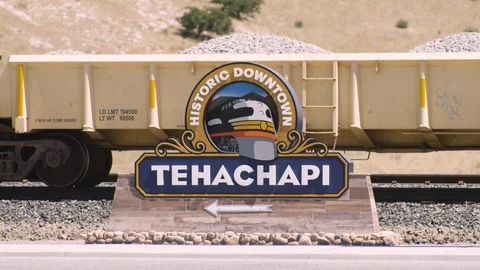 Tehachapi CA Sign With Traffic 4k Prores Stock Footage 127801328