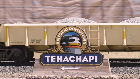 Tehachapi CA Sign with Train Stock Footage 127801771
