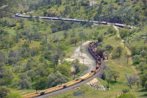 The Tehachapi Train Loop near Tehachapi California is the historic location of Stock Photos