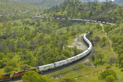 The Tehachapi Train Loop near Tehachapi California is the historic location of Stock Photos