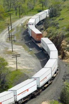 The Tehachapi Train Loop near Tehachapi California is the historic location of Stock Photos