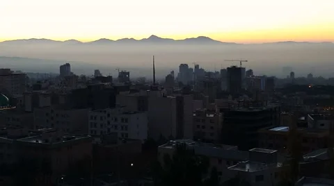 TEHRAN, IRAN, DEC 2015: Long shot of Tehran the capital of Iran during sunrise Stock Footage 58949646