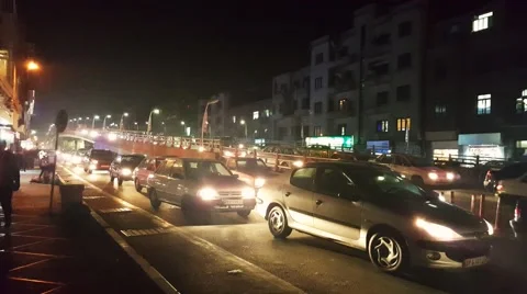 TEHRAN, IRAN, DEC 2015: Traffic jam in Tehran the capital city of Iran at night. Stock Footage 58952144