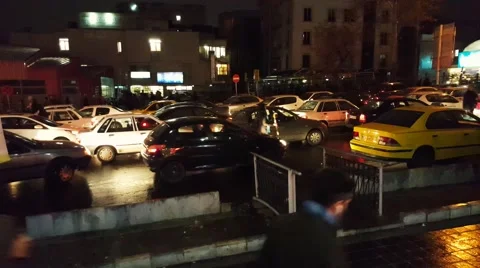 TEHRAN, IRAN, DEC 2015: Traffic jam in Tehran the capital city of Iran at night. Stock Footage 58952918