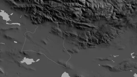 Tehran, Iran. Grayscaled map with lakes and rivers Stock Illustration