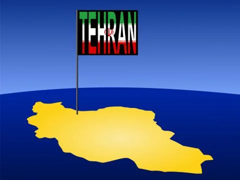 Tehran on iran map Stock Illustration