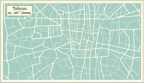 Tehran Iran Map in Retro Style. Stock Illustration
