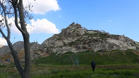 Tehran, Iran - March 27, 2018: Iranian travelers living in tents on the beach at 動画素材 106942923
