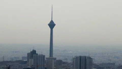 TEHRAN, IRAN :Milad Tower also known as Tehran tower, the new symbol of the city Stock Footage 96131089