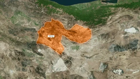 Tehran Iran Province Satellite Map Highlight Animation Video stock 332647700