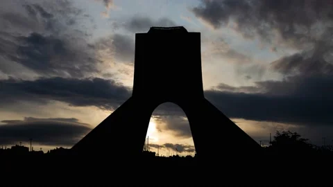 Tehran, Iran, View of the Azad Tower or Shahyad Tower at Sunrise Time Lapse Stock Footage 220096868
