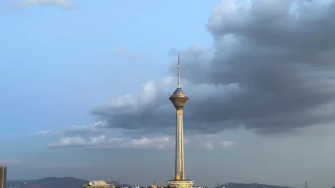Tehran Milad Tower wonderful iconic urban cityscape scenic panoramic view of Stock Footage 319606882