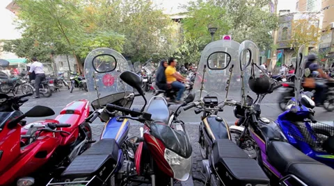 Tehran motorcycle traffic Stock Footage 32958400