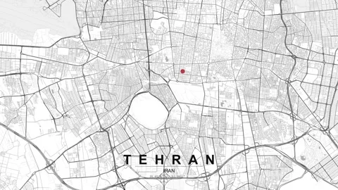 Tehran street map with red dot location pin animation Video stock 332814849
