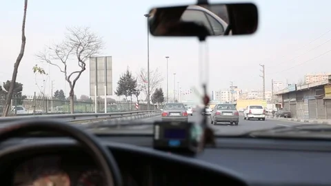 Tehran Traffic Jam Inside a car Stock-Footage 79048298
