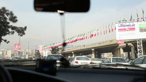 Tehran Traffic Jam Inside a car Stock Footage 79048514