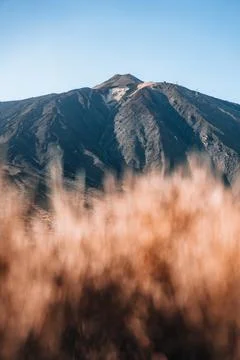 Teide with a blurry background of grass Stock Photos