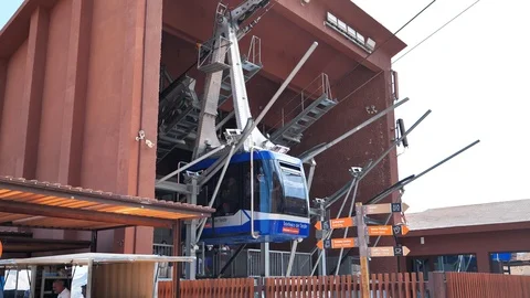 Teide Cableway - aerial ropeway that goes up volcano Teide on Tenerife island Stock Footage 119879568