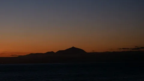 Teide mountain seen from far away at dusk Stock Footage 104765937