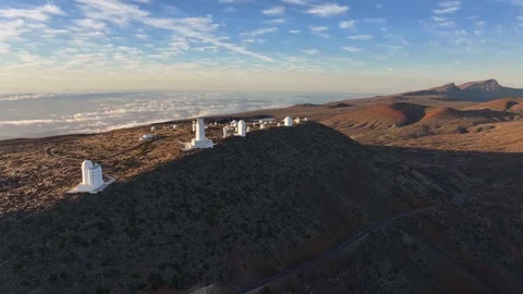 Teide Observatory in the first rays of the sun. Tenerife. Canary islands Stock Footage 332419358