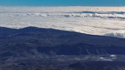 Teide Observatory over the wave clouds timelapse, Tenerife, Spain Video stock 102830279