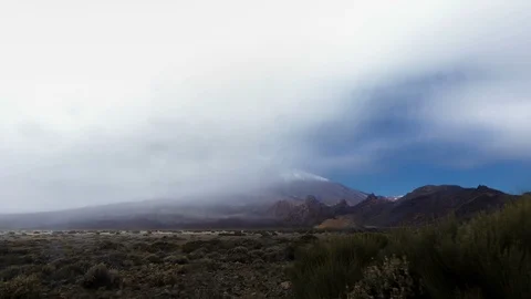 Teide tenerife canary with rain clouds Stock Footage 88098344