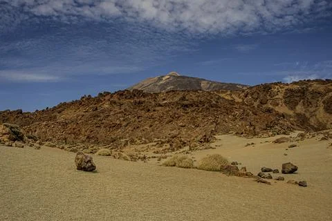The Teide volcano in the background and its surroundings. Tenerife Canary I.. Stock Photos