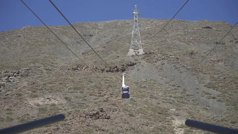 Teide volcano, funicular coming down Video stock 128721114