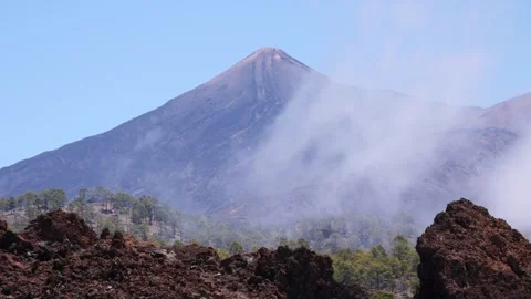 Teide Volcano Mount with volcanic landscape of lava hills on Tenerife. Stock Footage 292122657