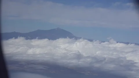 Teide volcano in mountains from plane Stock Footage 62531022