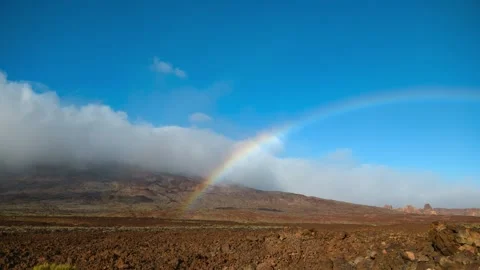Teide Volcano Rainbow Clouds 4K time lapse Stock Footage 329791089