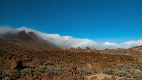 Teide Volcano Rainbow Clouds 4K Time lapse Stock Footage 329791103