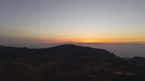 Teide volcano at sunset from Gran Canaria Stock Footage 313383826