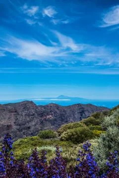 Teide volcano view from Caldera de Taburiente Foto stock