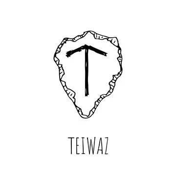Teiwaz rune written on a stone. Vector illustration. Isolated on white. Stock Illustration