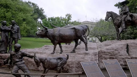 Tejano statue on the grounds of the Texas state capitol building in 스톡 동영상 240998907