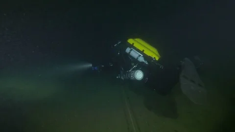Tek diver, Rear to side wide travelling shot, Clip 3 of 4 Stock Footage 82708659