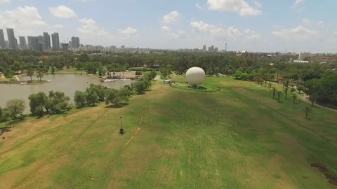 Tel Aviv aerial view and hot air balloon 1080p  Video stock 73786853