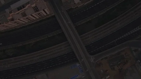 Tel Aviv Aerial View, Fly Over Ayalon Freeway At Sunset, Circle Orbit Flight Stock-Footage 80871313