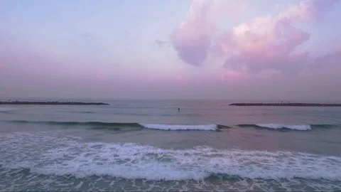 Tel Aviv Beach Drone Shot Stock Footage 72103419