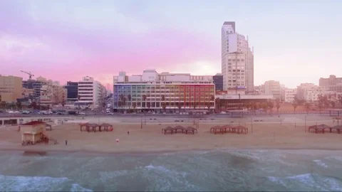 Tel Aviv Beach Drone Shot Stock Footage 72104949