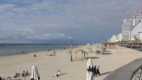 Tel aviv beach Stock Footage 128715007