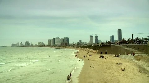 Tel Aviv Beach - Jaffa side Stock Footage 473646