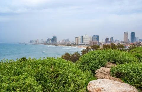 Tel-aviv beach panorama. jaffa. israel. Stock Photos