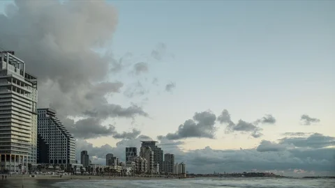 Tel Aviv beach sunset time time lapse Stock Footage