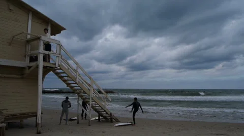Tel Aviv beach winter P3 Stock Footage 1080352