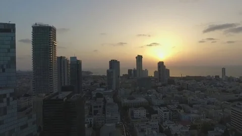 Tel Aviv center, panoramic view of the city, aerial footage 4k Video stock 77602965