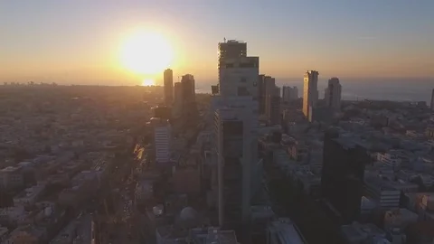 Tel Aviv center, panoramic view of the city, aerial footage 1080p, flat, log Video stock 77655255